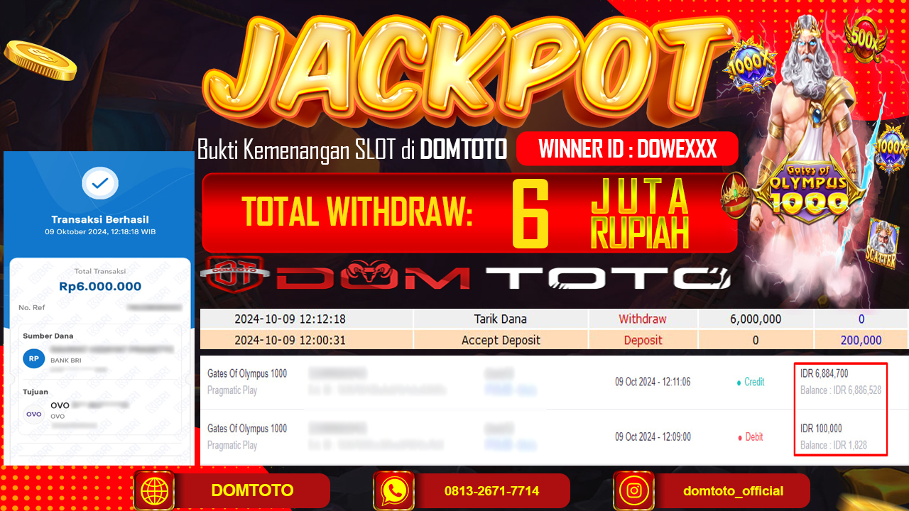 JACKPOT SLOT GATE OF OLYMPUS 09 OKTOBER 2024